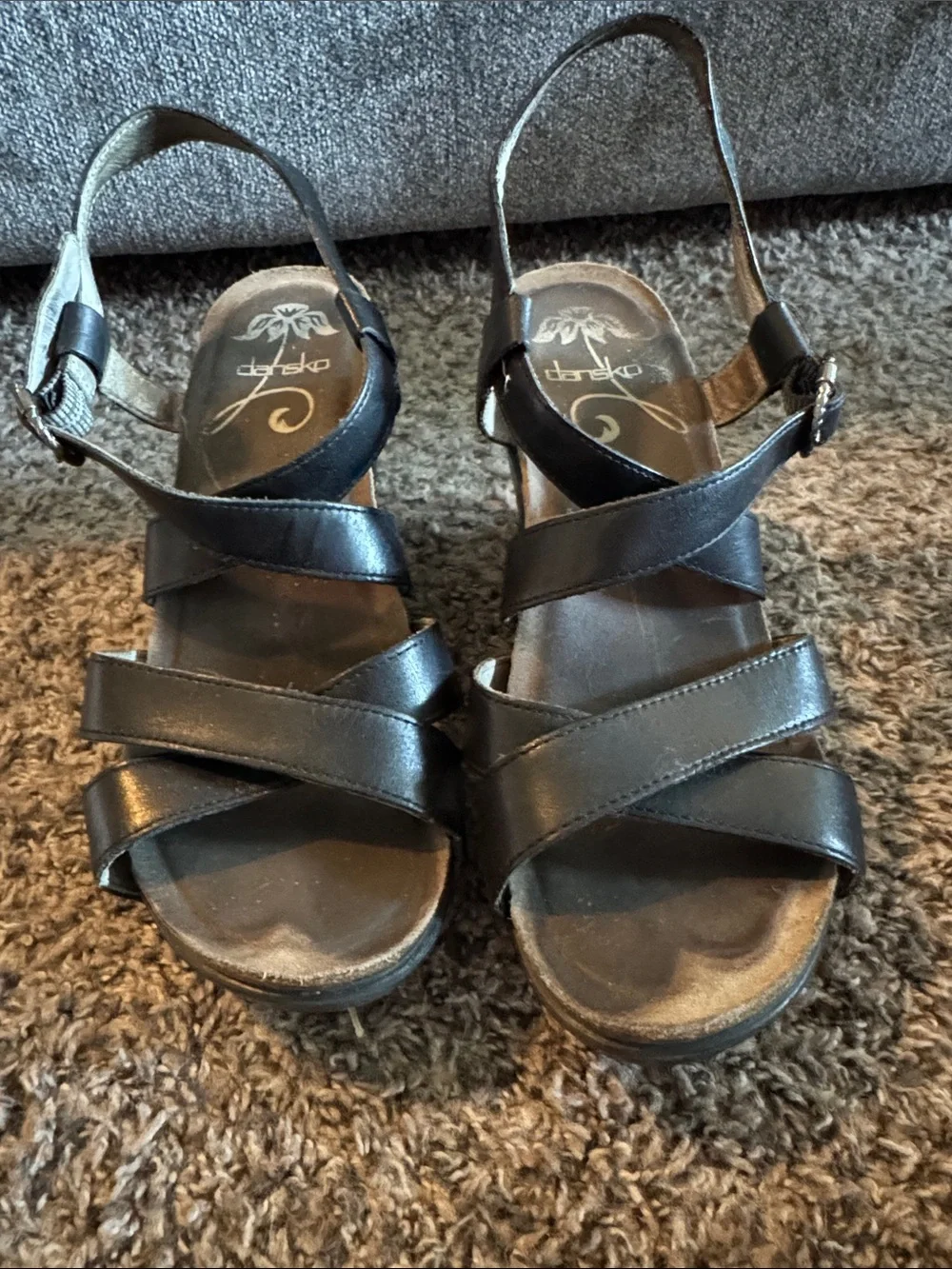 Dansko Frida Wedge Sandals - Black Strappy Women’s Heels